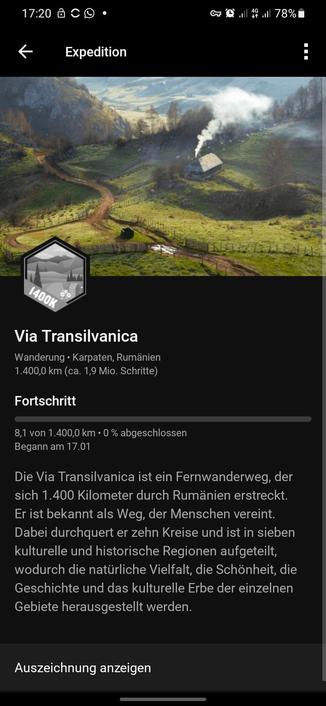 Expedition Transilvanica der Garmin-Smartwatch mit 1400 Kilometer Länge
