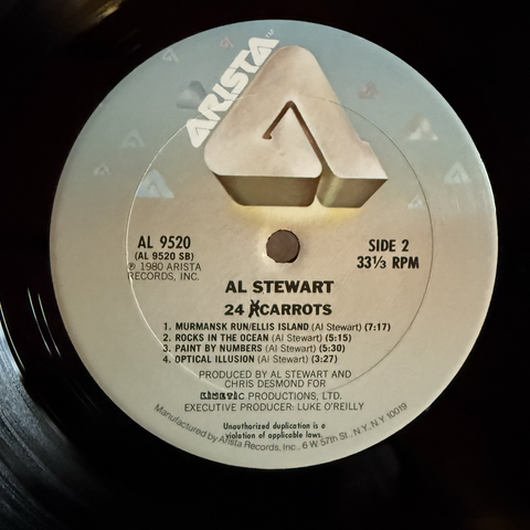 Al Stewart’s 24 Carrots B side label Arista