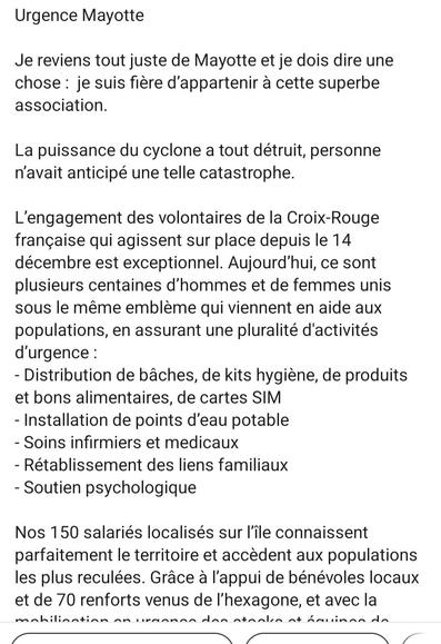 Capture d'écran venant de LinkedIn (au sujet de la CrF)