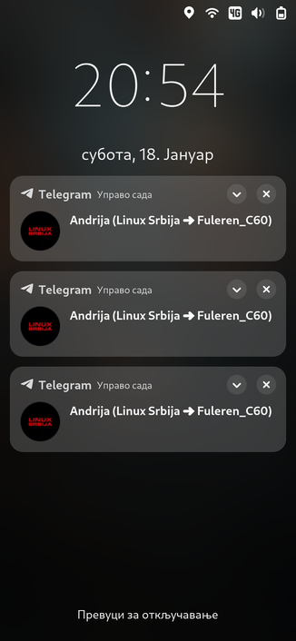 Gnome Mobile lock screen with notifications.