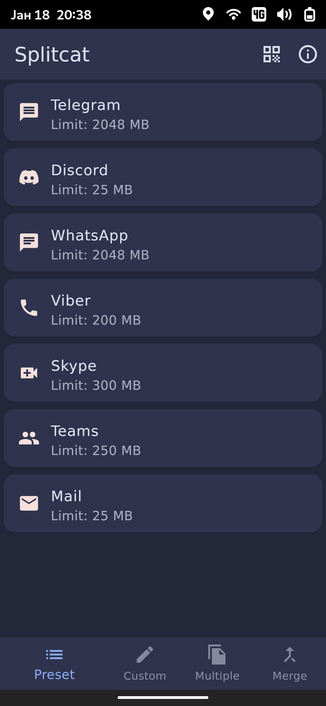 Splitcat app on Gnome Mobile.