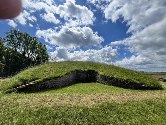 Belas Knap Neolithic Long Barrow, front view.