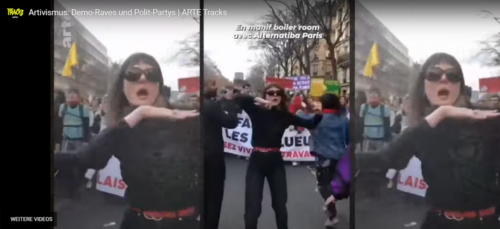 Januar 2025 Ausschnitt aus dem Video, das demonstrierende Menschen zeigt, die mit ihrer Kunst ihre Liebe für unsere und kommende Generation ausdrücken ...