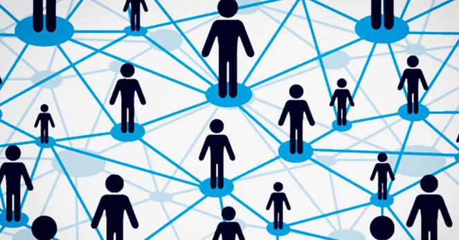 An illustration showing people icons all joined together via a decentralized web