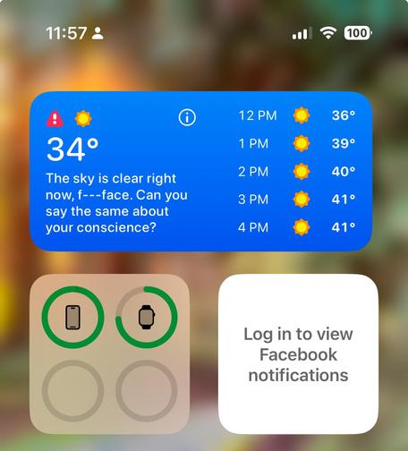 Screenshot of iPhone showing FB app logged out status 