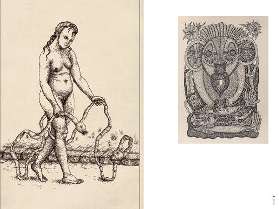 Monstres et enfance, page intérieure. Dessins de Pole Ka et Evelyne Postic