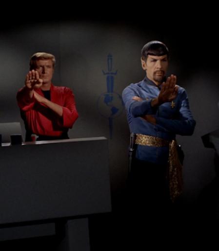 Mirror Universe Commander Spock & Chief Kyle Terran saluting