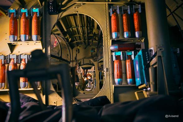 US Navy Air Museum WWII replica bomber aircraft interior.