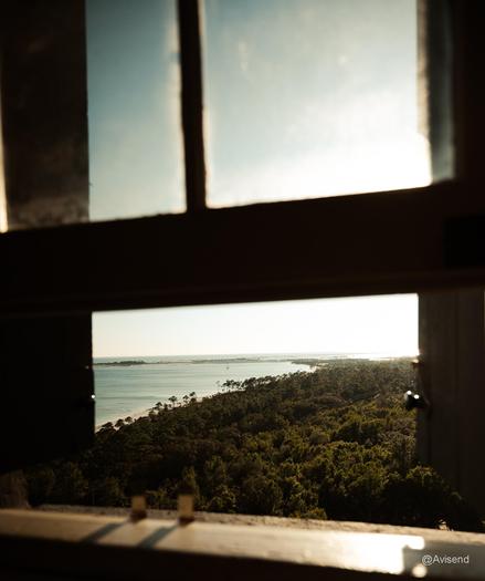 Pensacola lighthouse beach view from window.