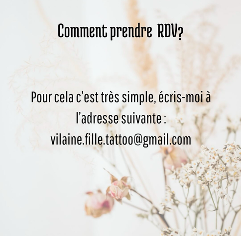 Prise de rdv par mail à vilaine.fille.tattoo@gmail.com