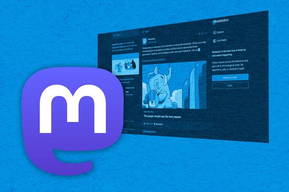 Montage avec logo et compte mastodon