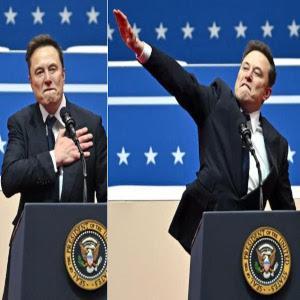 Musk fascist salute at Trump2 inaugural podium
https://www.politico.com/video/2025/01/20/watch-musk-salutes-trump-inauguration-crowd-1497248

Elon Musk draws scrutiny w. Nazi hand gestures
https://www.cbc.ca/news/world/musk-nazi-salute-trump-1.7436957

* backs far-right Alternative for Germany (AfD)
* anti-immigration, anti-Islamic extremist party

#billionaires #ElonMusk #Nazism #xenophobia #whiteSupremacism
#USpol #Trump2 #GOP #fascism #authoritarianism #Project2025
#TitleIX #antiLGBT #transphobia
#misogyny #sexism #HegemonicMasculinity #ToxicMasculinity
#ChristianRight #Christofascism #transgenocide

IMAGE source: https://socialistproject.ca/content/uploads/2025/01/musk-salute.jpg