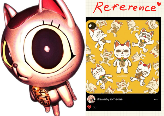 The reference + artist name that was used to make the fan art.