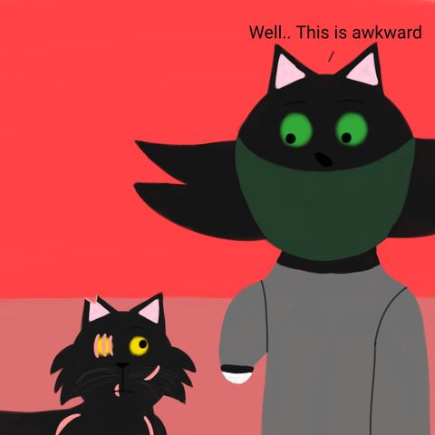 Drawing of Alice and Jupiter looking surprised at each other while Jupiter says "Well.. This is awkward"