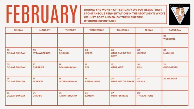 Schedule of the Tournee Spontanee 2025 with themed days, celebrating different styles or versions of spontaneous fermentes beers.