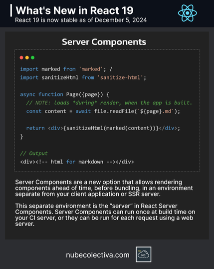 Componentes de Servidor en React 19 !