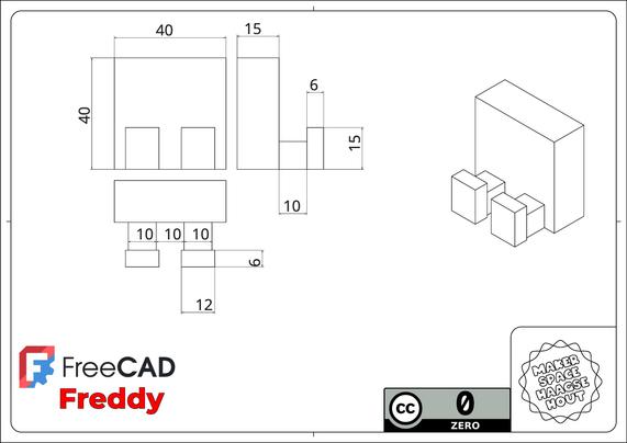 Technical drawing of a basic Freddy, with dimensions. And available for the public domain. 