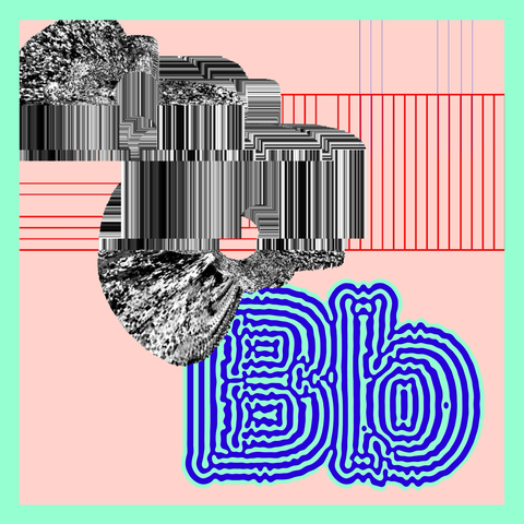 A bold colourful letter B treated with a reaction diffusion simulation