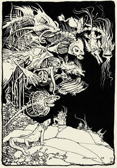 A gathering of underwater monsters stands by as though waiting for the cue that would set them loose.