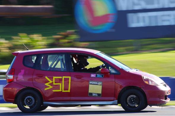 the Lemons Honda Fit in action
