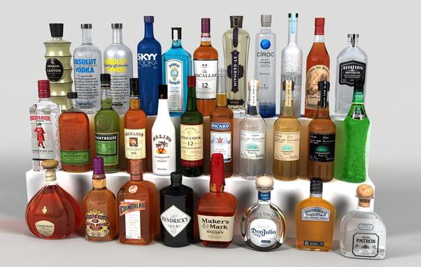 empty spirit glass bottles