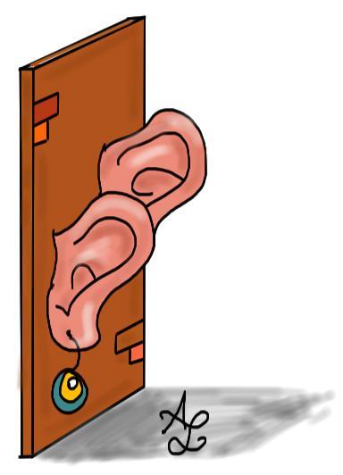 👂 De muren hebben oren
👂 Betekenis: Er kan ongewenst worden meegeluisterd door anderen.
👂 English: Walls have ears. 👂
👂 Français: Les murs ont des oreilles. 👂
👂 Deutsch: Die Wände haben Ohren. 👂