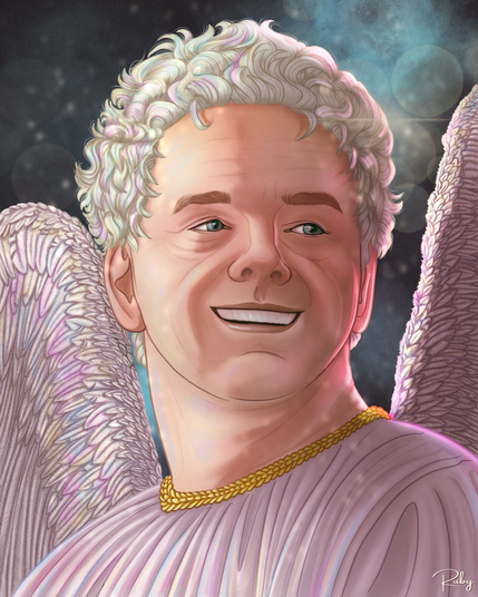Digital portrait drawing of Aziraphale from Good Omens 2 "Before the beginning" 