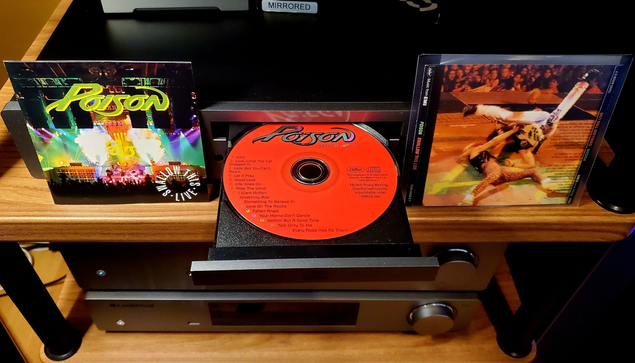 The CD version includes more of the original set.

Artist: Poison
Album: Swallow This Live (1991)
Release: 2004 remaster
Region: US
Label: Capitol Records – 72435-84530-2-7