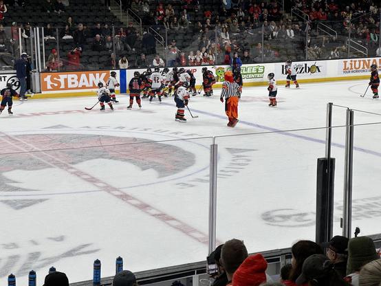 The Jr. Firebirds playing in front of the crowd at the first intermission