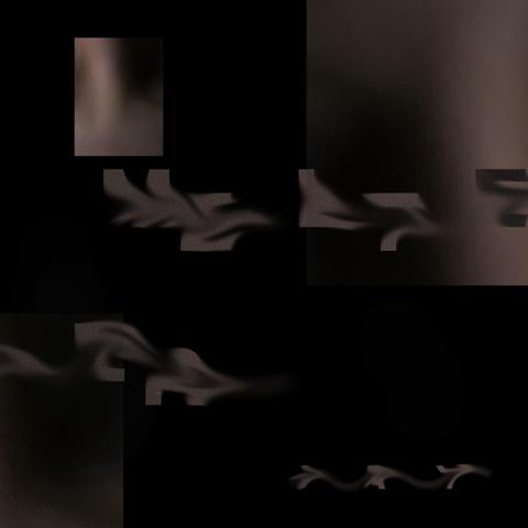 Cover for the single "Melter". It's a music release. The cover image contains blurred photos in skin colour on black ground and some melting and swooshed letters in the same colour as the photos. The letters say "Melter" and "Jay". All in all a more free compostion of the images and letters floating around. 
