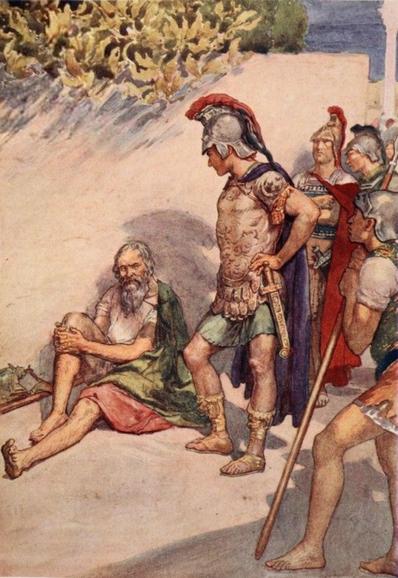 — Doctrines et vies des philosophes illustres, Histoires particulières —
Diogène, "Le Soleil d'Alexandre".