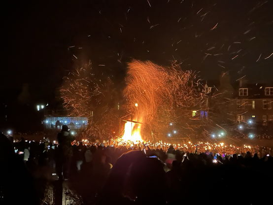 The bonfire of Up Helly Aa in Shetland