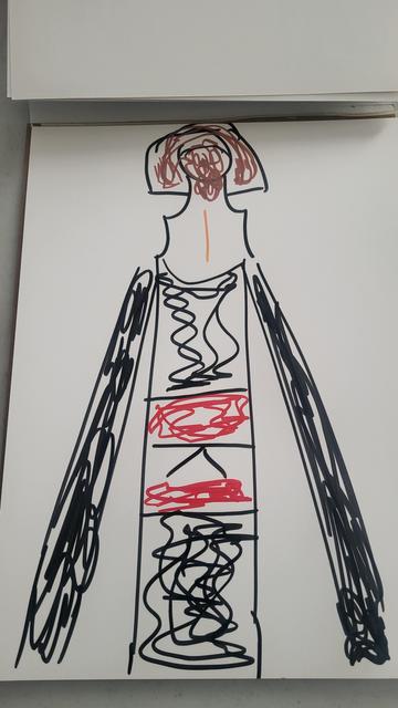 An acrylic marker drawing of a brunette Japanese geisha woman