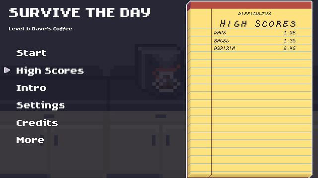 High scores for difficulty 3