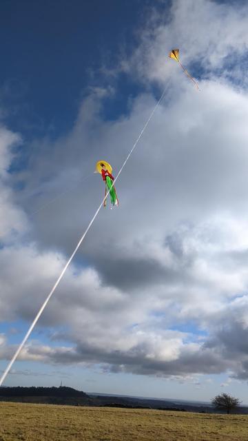20 - 25 mph gusts make eChan the Moon Goddess fly nearly horizontal.
Prism Vertex Christmas present for company.