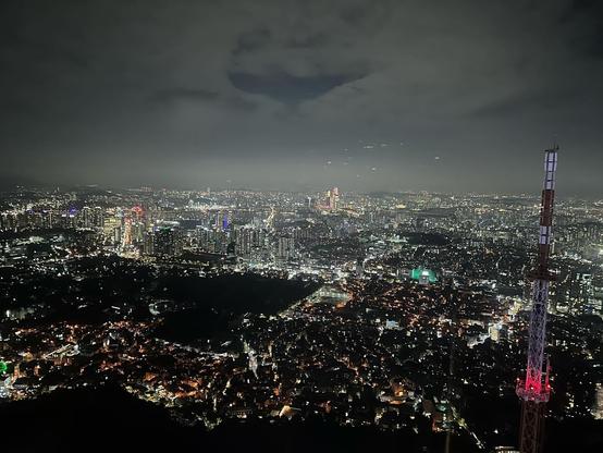 View of Seoul at night from the top of N Seoul Tower