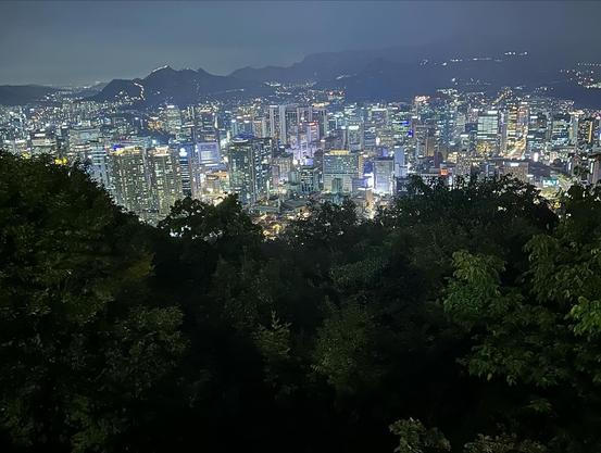 View of Seoul from the top of Namsan Mountain where the N Seoul Tower is located, the way back I did by bus at least