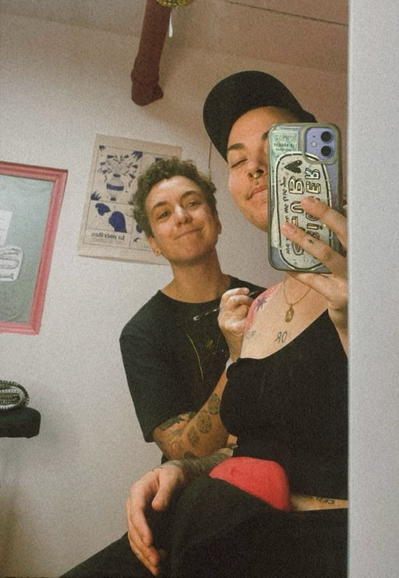 Picture of me and a friend I was freehanding on for a tattoo