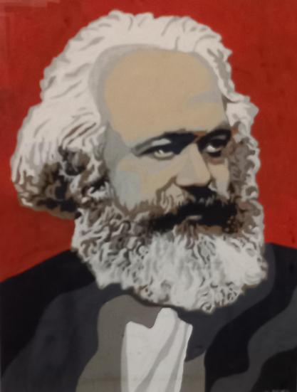 Un portrait de Karl Marx réalisé par Nadia Léger.