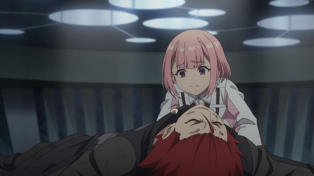 Lululee worried about Lowe from the anime series I May Be a Guild Receptionist, but I’ll Solo Any Boss to Clock Out on Time Episode 4.