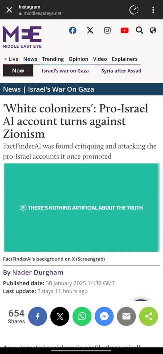 Pro Israel AI account turms against Zionism