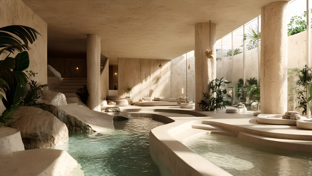 Spa in a boutique hotel
A contemporary model of ecologically conscious architecture, where luxury does not conflict with sustainability.