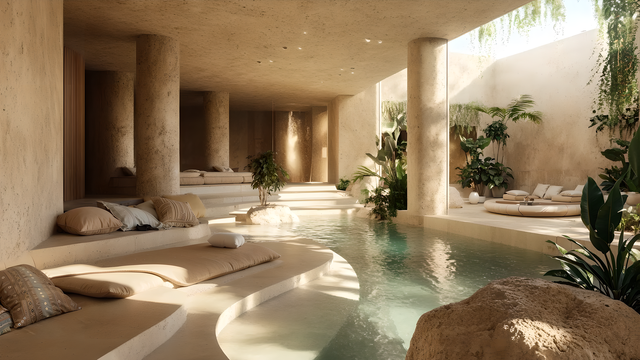 Spa in a boutique hotel
A contemporary model of ecologically conscious architecture, where luxury does not conflict with sustainability.