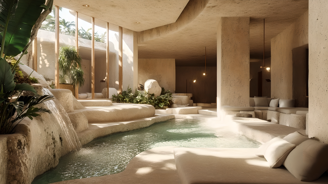 Spa in a boutique hotel
A contemporary model of ecologically conscious architecture, where luxury does not conflict with sustainability.
