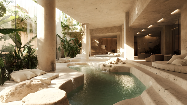 Spa in a boutique hotel
A contemporary model of ecologically conscious architecture, where luxury does not conflict with sustainability.