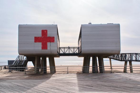 Hundreds of these modular buildings were put on New York City beaches after Hurricane Sandy. They were in a hurry, since most of the existing ones had been destroyed.