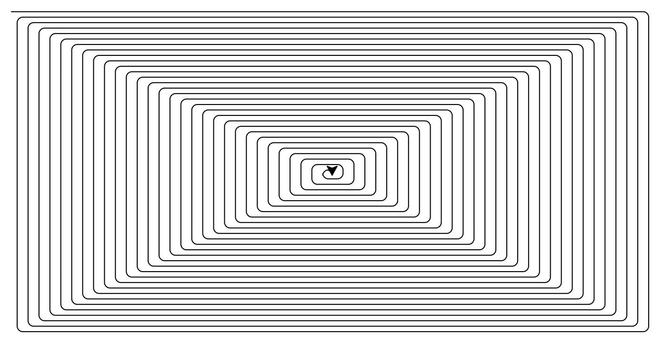 Just a single line that wraps around in a low rectangle to a vanishing point.