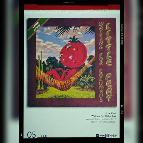 Abreißtageskalender mit dem Kalenderblatt des Vinyl-Covers der LP "Waiting For Columbus" (1978) von Little Feat