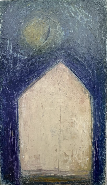 House in night - oilpainting 