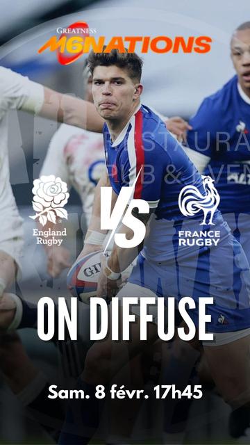 Affiche du match de rugby du six nation 2025 Ang vs Fra